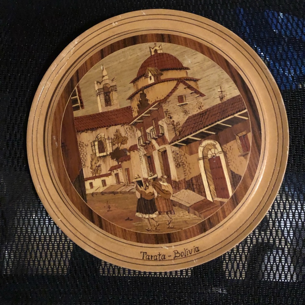 Tarata Bolivia Inlaid Wood Souvenir Art-456 $30 or $25 w/offer